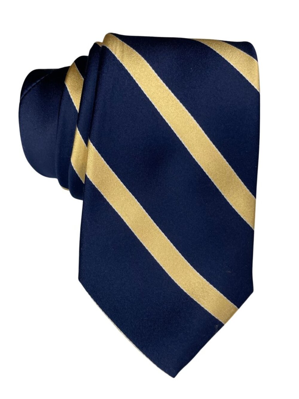 Tommy Hilfiger Dark Academia Silk Striped Tie Navy Gold Collegiate Prep